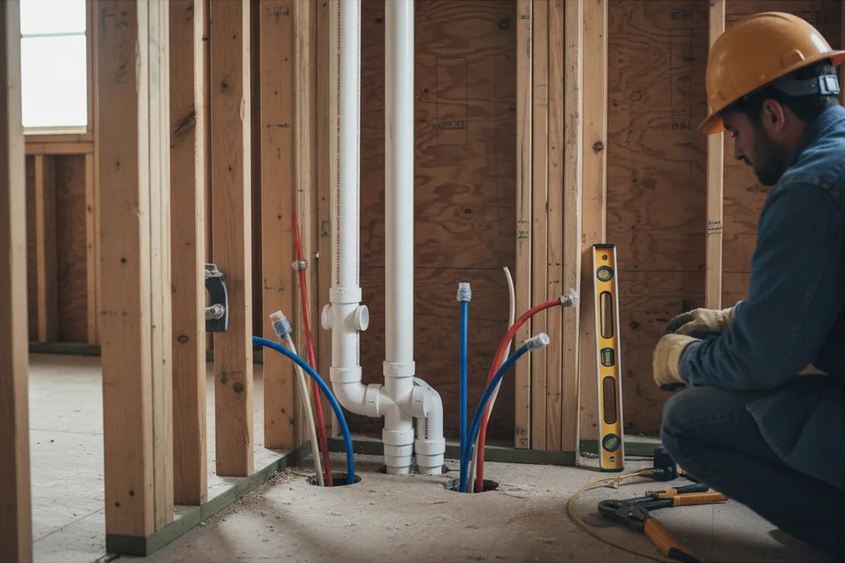 Drain and supply rough-in during Drain Cleaning in Pocono Lake